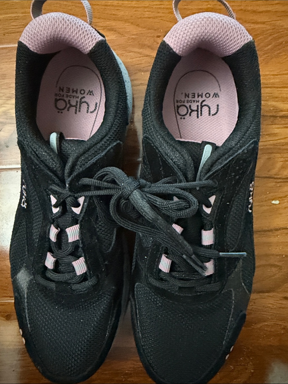Ryka Black Athletic Sneakers with Light Pink Lining